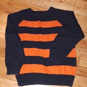 Blue and orange striped sweater